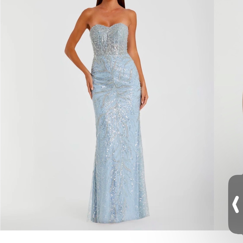 NWT Mac Duggal Embellished Strapless Powder Blue Prom Dress Style#20544 Size 6